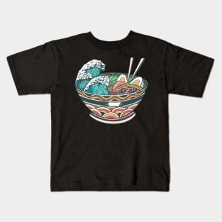 Japanese Great Ramen Wave Bowl Kids T-Shirt